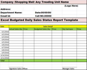 Free Daily Sales Report Excel Template (3) - PROFESSIONAL TEMPLATES ...