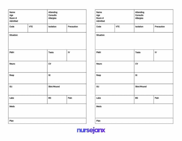 Nursing Report Sheet Template (1) PROFESSIONAL TEMPLATES