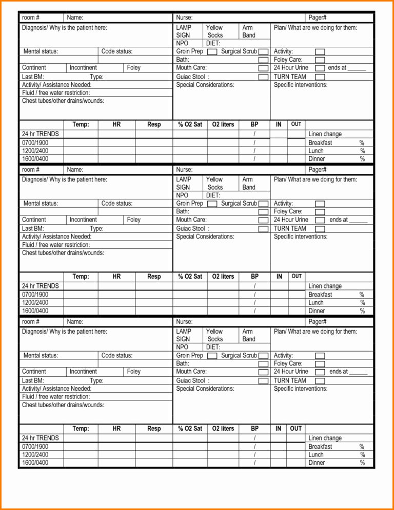 8 Nursing Report Sheet Template PROFESSIONAL TEMPLATES PROFESSIONAL