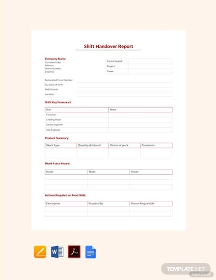 Shift Report Template PROFESSIONAL TEMPLATES PROFESSIONAL TEMPLATES