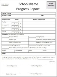 Summer School Progress Report Template (10) - PROFESSIONAL TEMPLATES ...