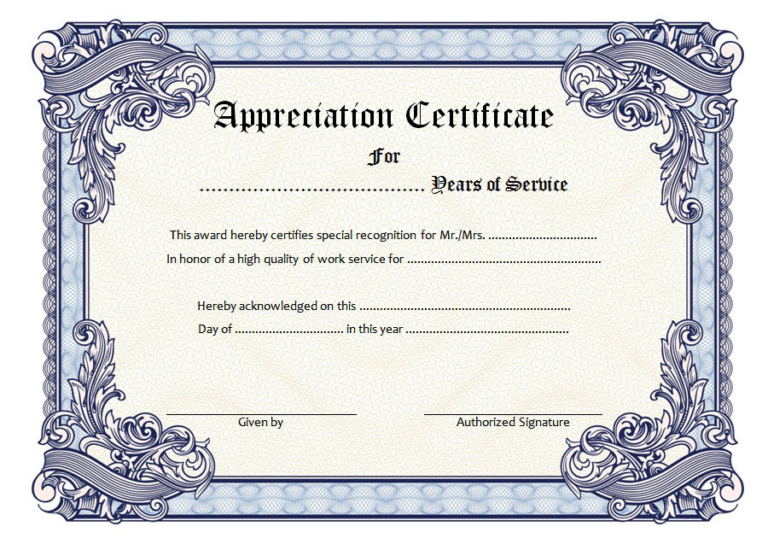 Certificate Of Appreciation Template Free Printable (1) - PROFESSIONAL ...