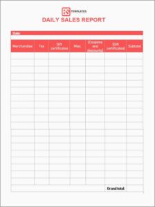 Daily Sales Report Template Excel Free (11) - PROFESSIONAL TEMPLATES ...