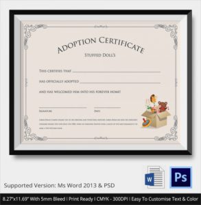 Blank Adoption Certificate Template (2) - PROFESSIONAL TEMPLATES ...