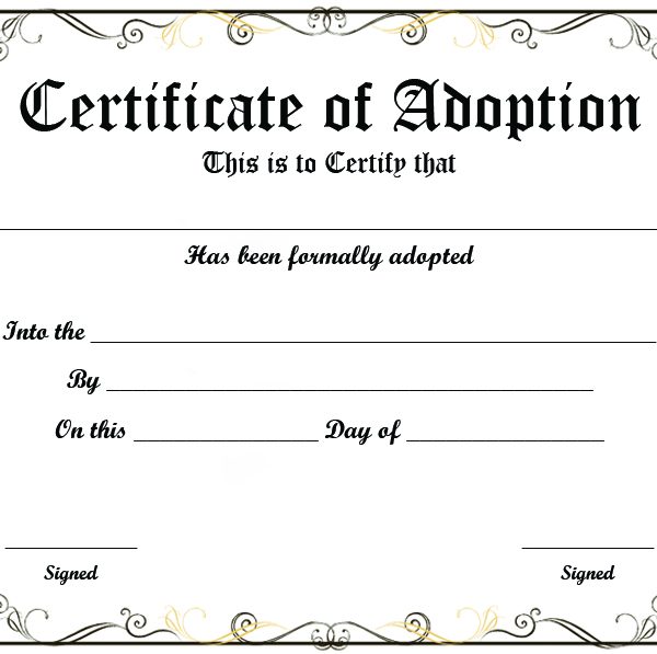 Blank Adoption Certificate Template (1) - PROFESSIONAL TEMPLATES ...