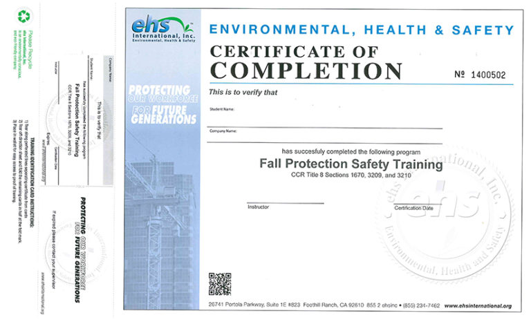 Fall Protection Certification Template 9 Professional Templates Professional Templates 7092