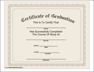 Free Printable Graduation Certificate Templates (1) - PROFESSIONAL ...