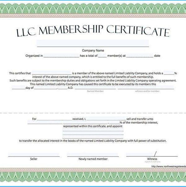 Llc Membership Certificate Template (6) - PROFESSIONAL TEMPLATES ...