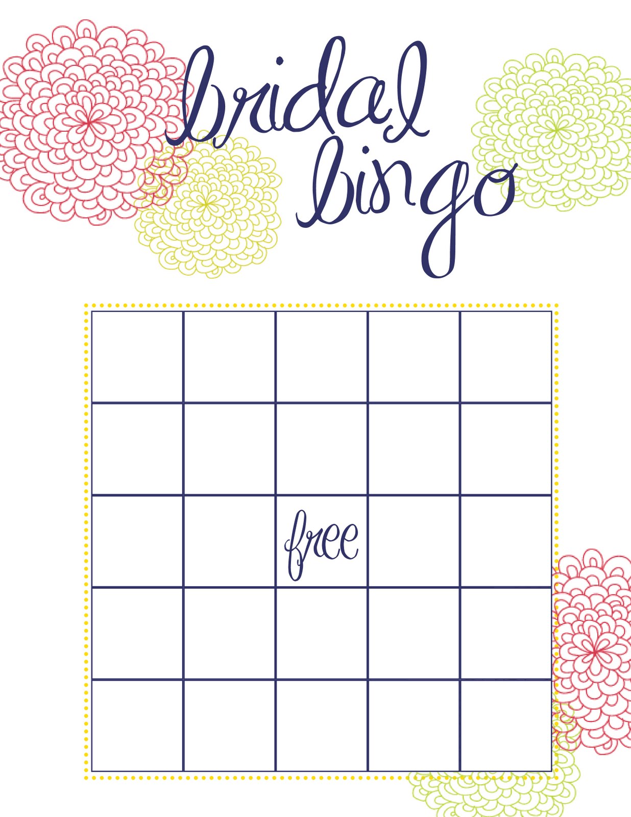  Blank Bridal Shower Bingo Template 6 PROFESSIONAL TEMPLATES 