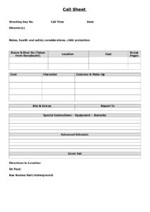 Blank Call Sheet Template (5) - PROFESSIONAL TEMPLATES | PROFESSIONAL ...