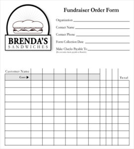 Blank Fundraiser Order Form Template (4) - Professional Templates 