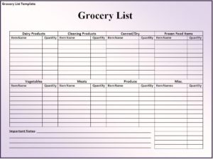 Blank Grocery Shopping List Template (8) - PROFESSIONAL TEMPLATES ...