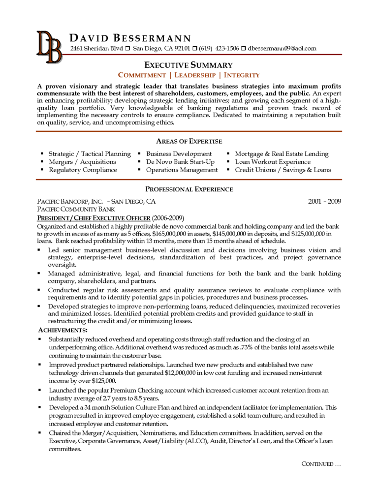 how to write a c suite resume