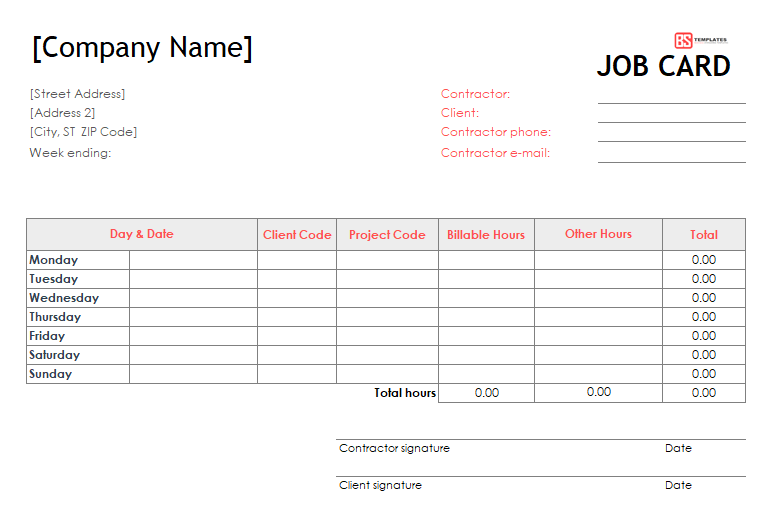 Job Card Templates Excel 5 PROFESSIONAL TEMPLATES PROFESSIONAL 