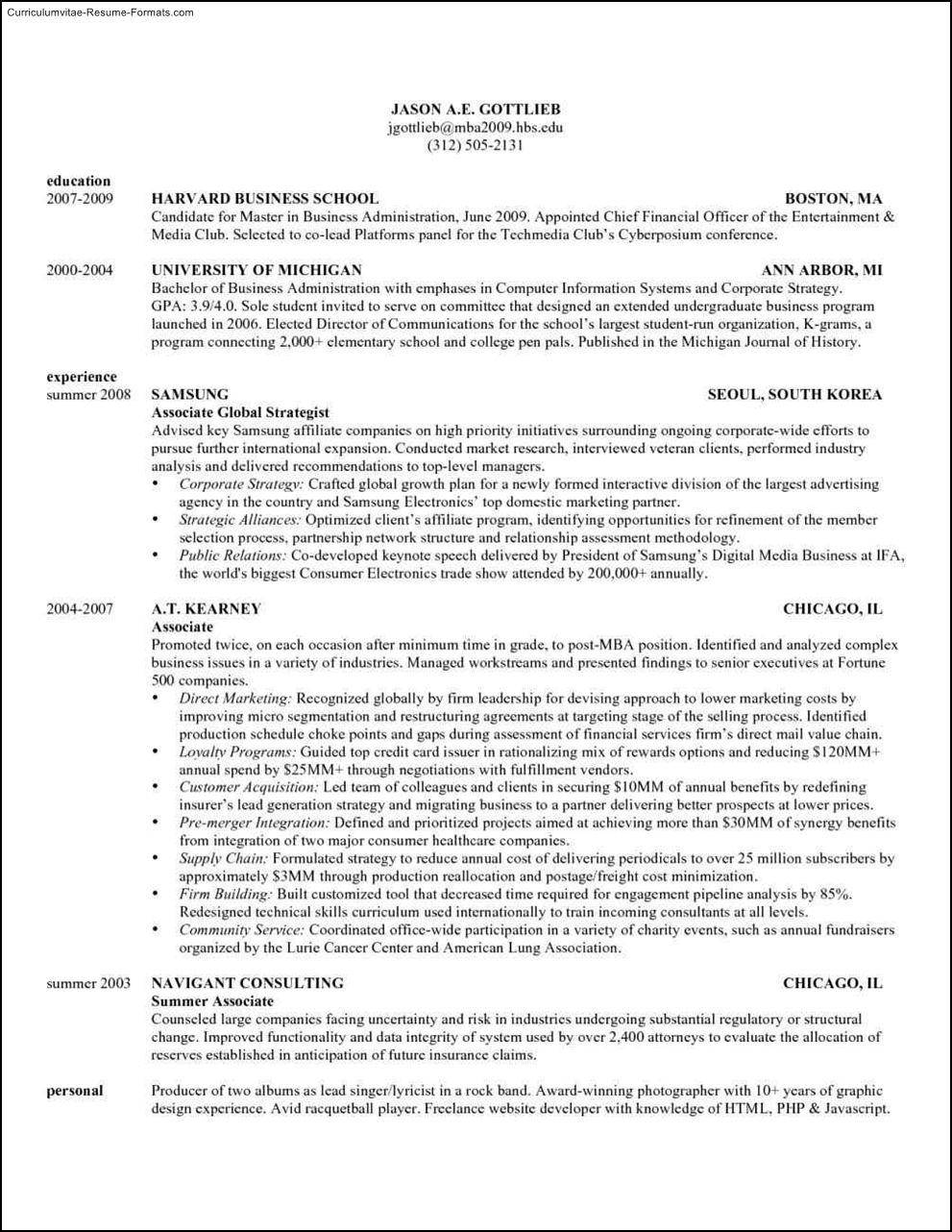 harvard resume template