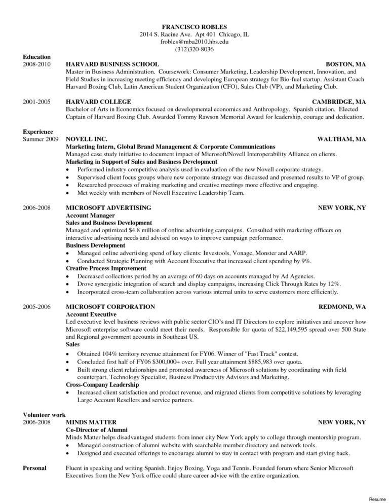 Resume Templates Harvard - PROFESSIONAL TEMPLATES | PROFESSIONAL TEMPLATES