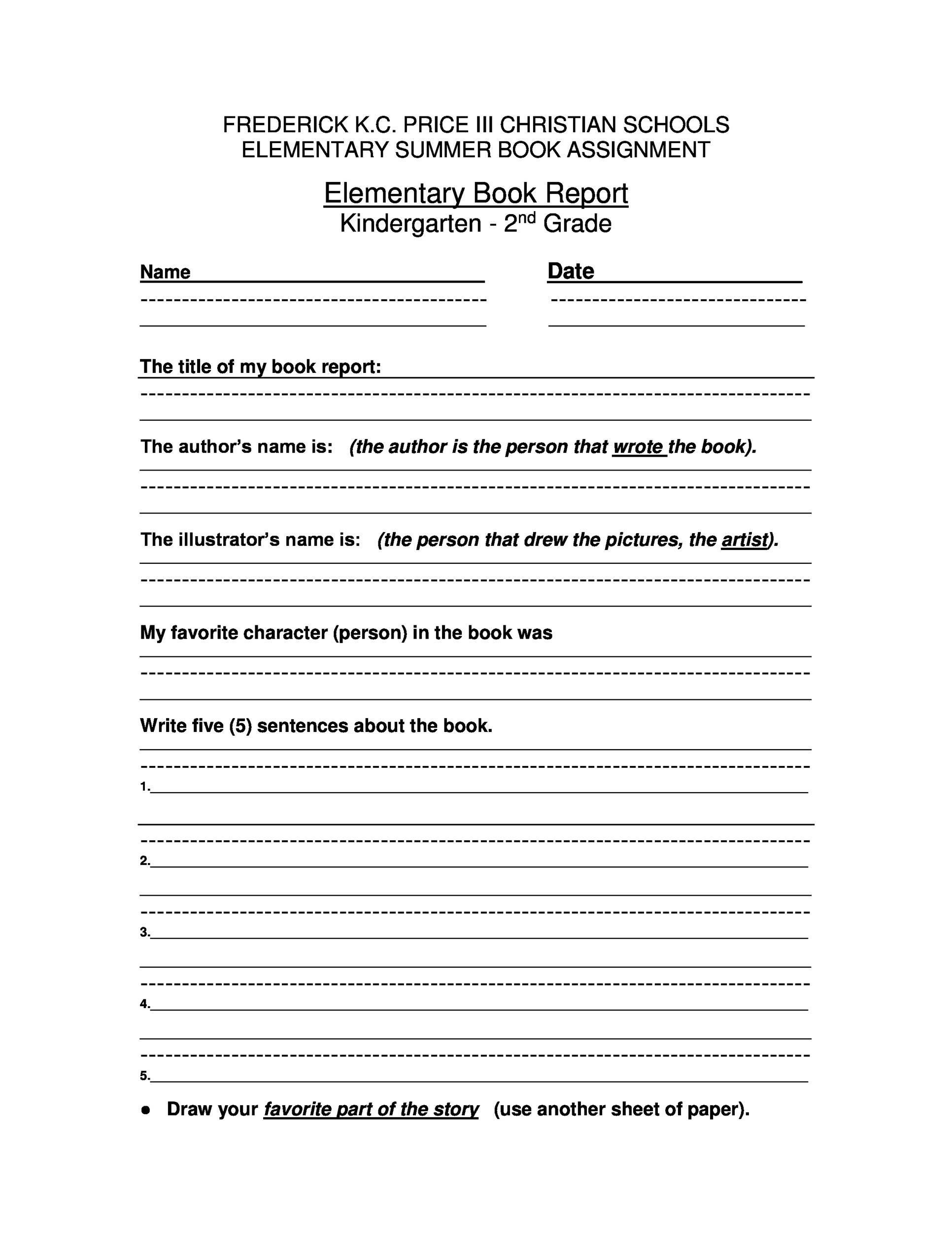 book report template 9th grade