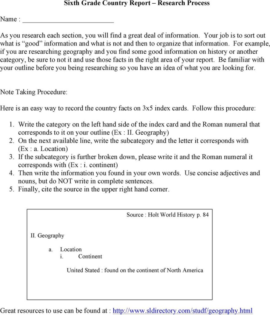 Country Report Template 6th Grade (8) PROFESSIONAL TEMPLATES