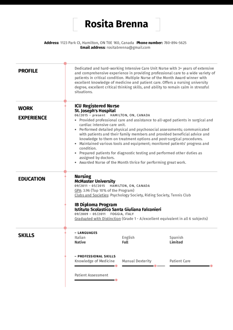 Rn Resume Templates (4) - PROFESSIONAL TEMPLATES | PROFESSIONAL TEMPLATES