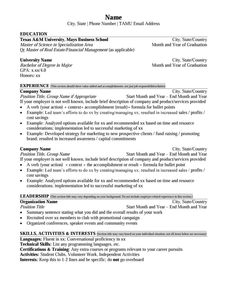 Texas A&M Resume Templates (1) PROFESSIONAL TEMPLATES PROFESSIONAL