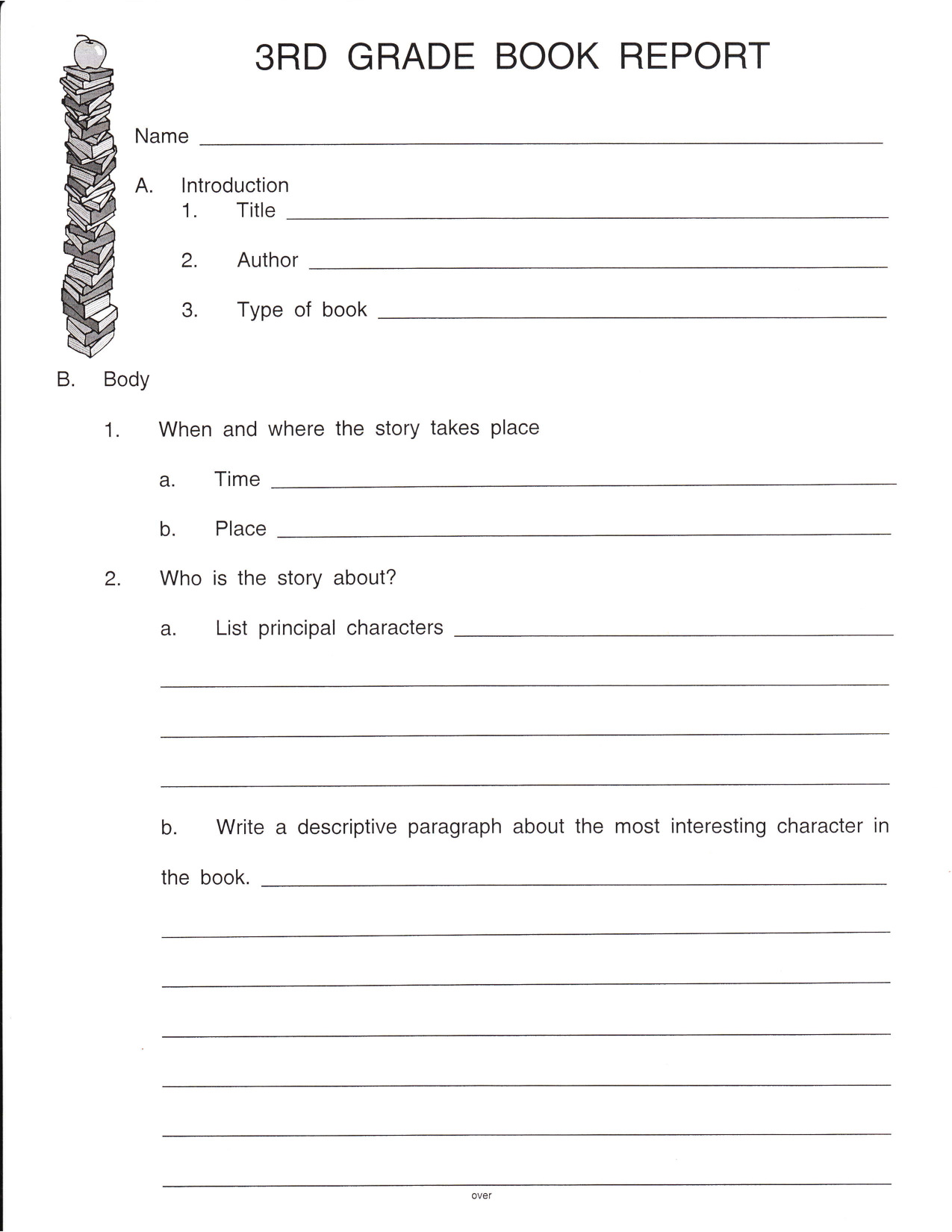 book report examples for 2nd grade